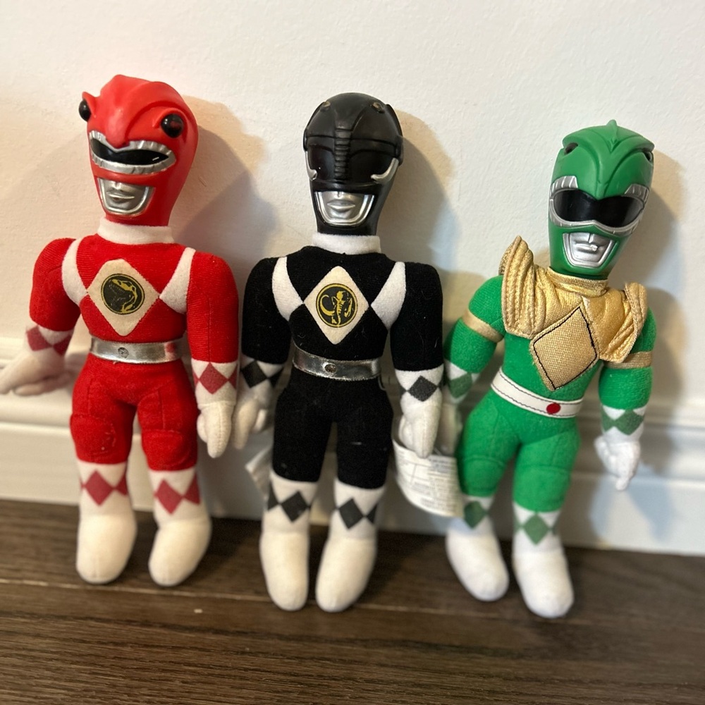 Power Ranger Plush Figures - Red, Black, and Green